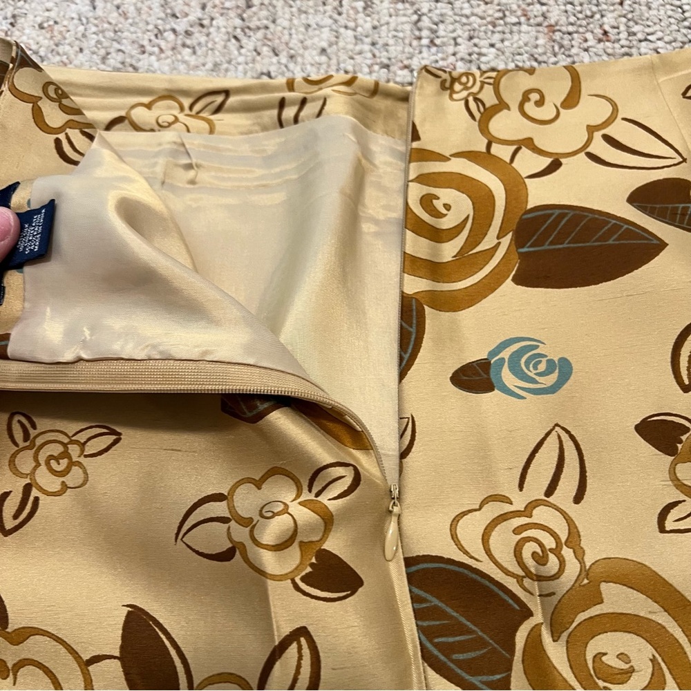 Ann Taylor Loft womens Silk Brown floral skirt 12 excellent condition - Picture 7 of 10